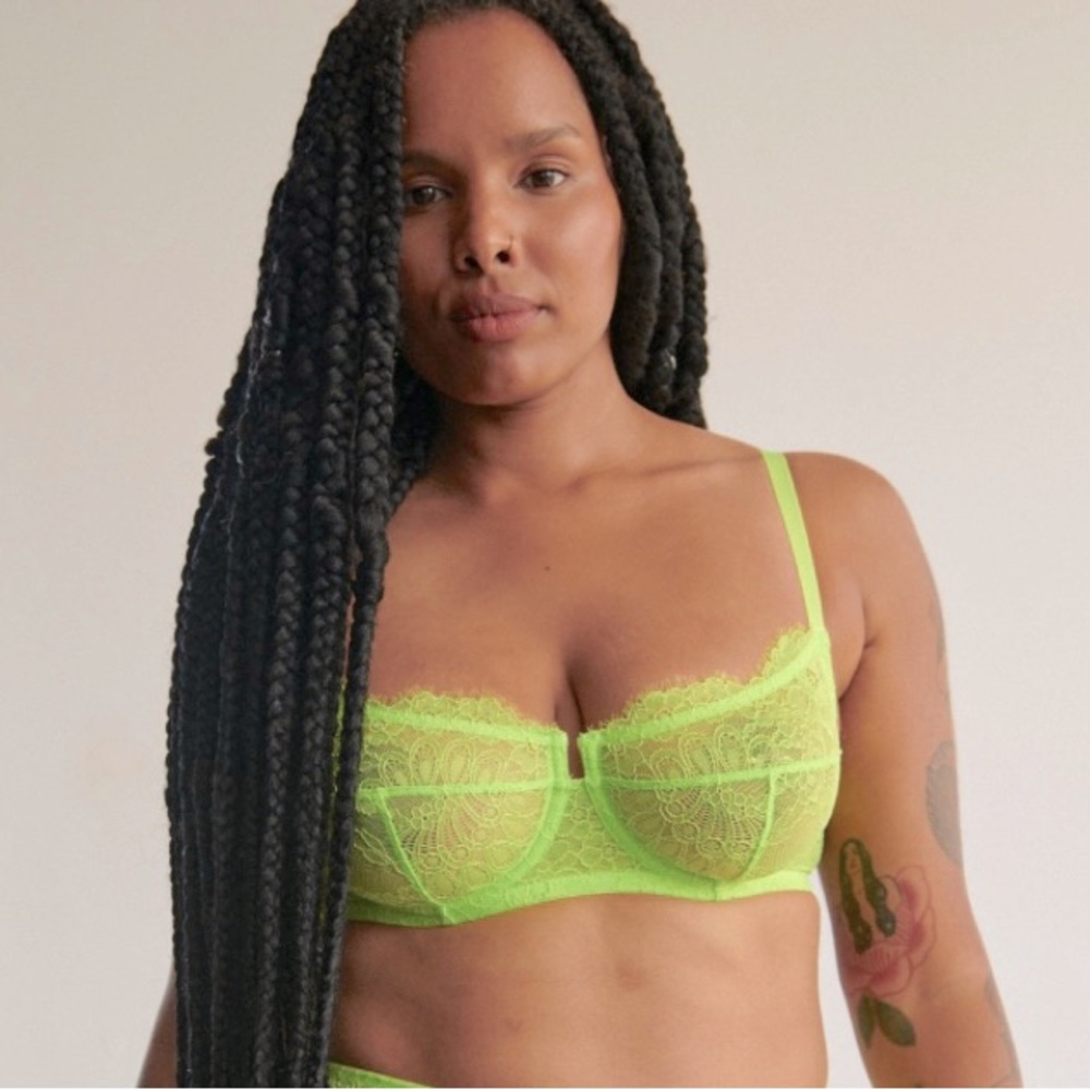 Blush Iris Unlined Balconette Bra - Size 34DD - LIME